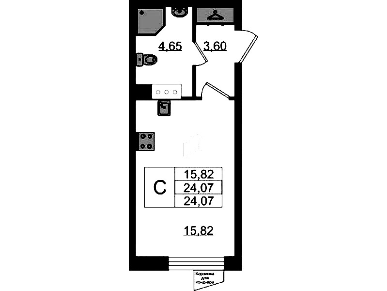 Квартира студия 24.07 м², 3/11 эт., ЖК «VEREN NORT Сертолово»